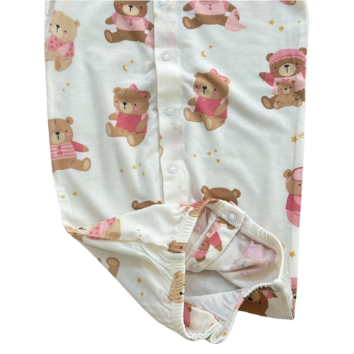 Pink Teddy Bear Convertible Baby Gown