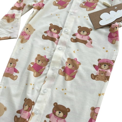 Pink Teddy Bear Convertible Baby Gown