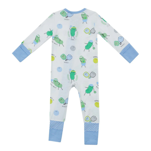 2 Way Zipper Bamboo Pickleball Blue Romper