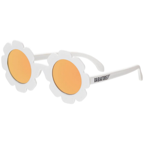 Daisy White Polarized Flower Shaped Gold Mirror Lenses Sunglasses