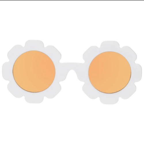 Daisy White Polarized Flower Shaped Gold Mirror Lenses Sunglasses