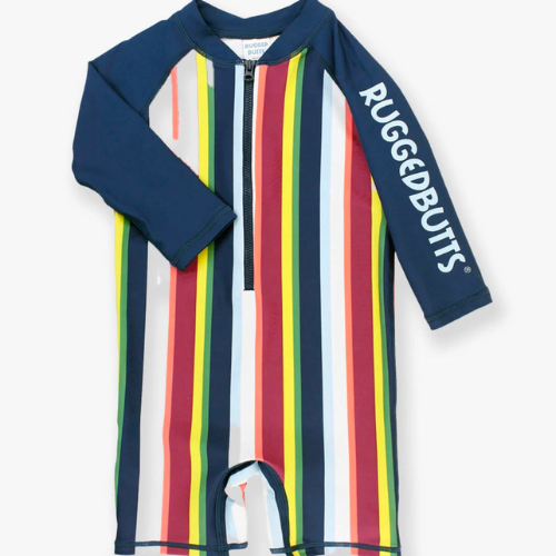 Sunset Stripe Long Sleeve Rashguard Swimsuit