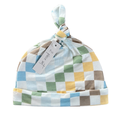 Pastel Checkerboard Bamboo Footie with Hat