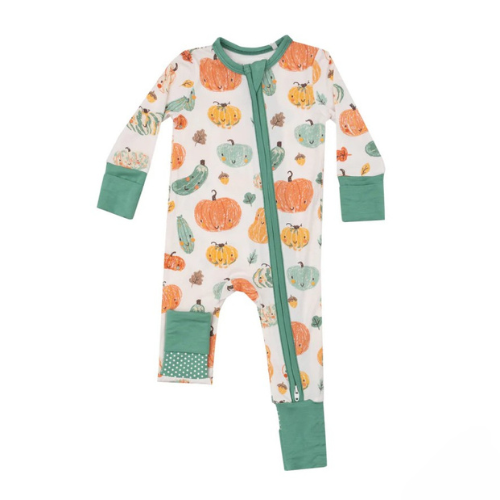 2 Way Zipper Bamboo Crayon Pumpkins Romper