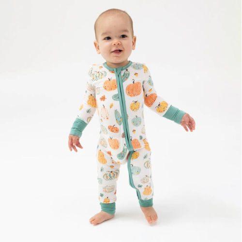 2 Way Zipper Bamboo Crayon Pumpkins Romper