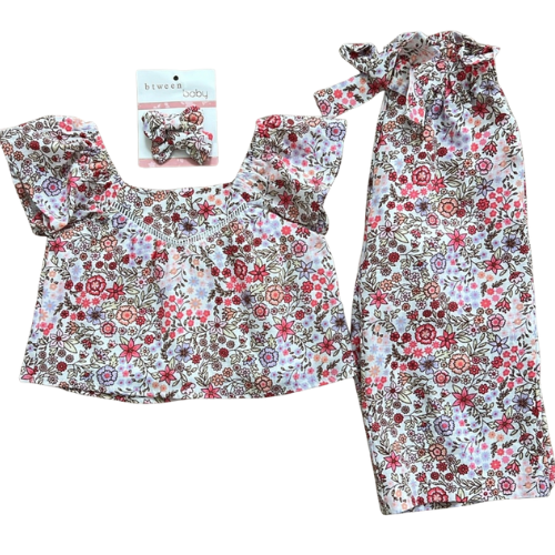 Linen Blend Floral 3 Piece Matching Set