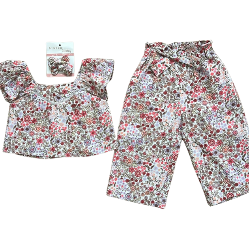 Linen Blend Floral 3 Piece Matching Set