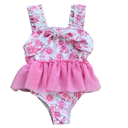 Pink Floral Tutu One Piece Swimsuit