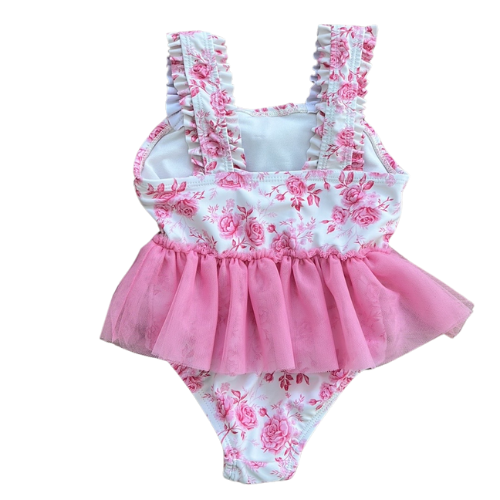 Pink Floral Tutu One Piece Swimsuit