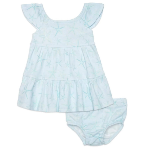 Shine Bright Like a Starfish Organic Cotton Magnetic Dress and Diaper Cover Set