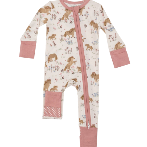 2 Way Zipper Bamboo Pretty Ponies Romper