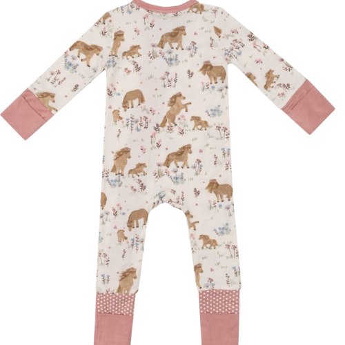 2 Way Zipper Bamboo Pretty Ponies Romper