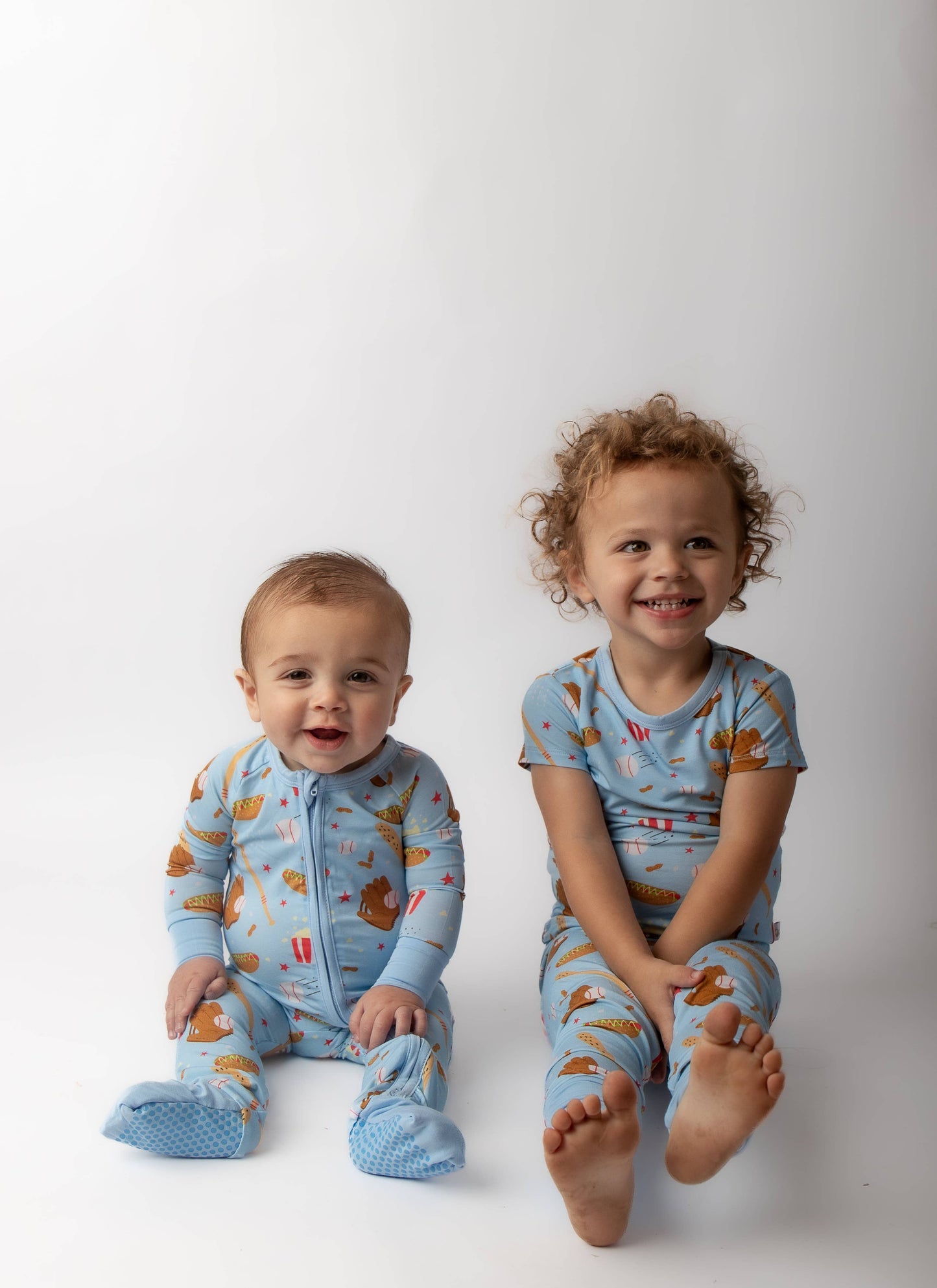 Blue Ballpark Short Sleeve Pajama Set