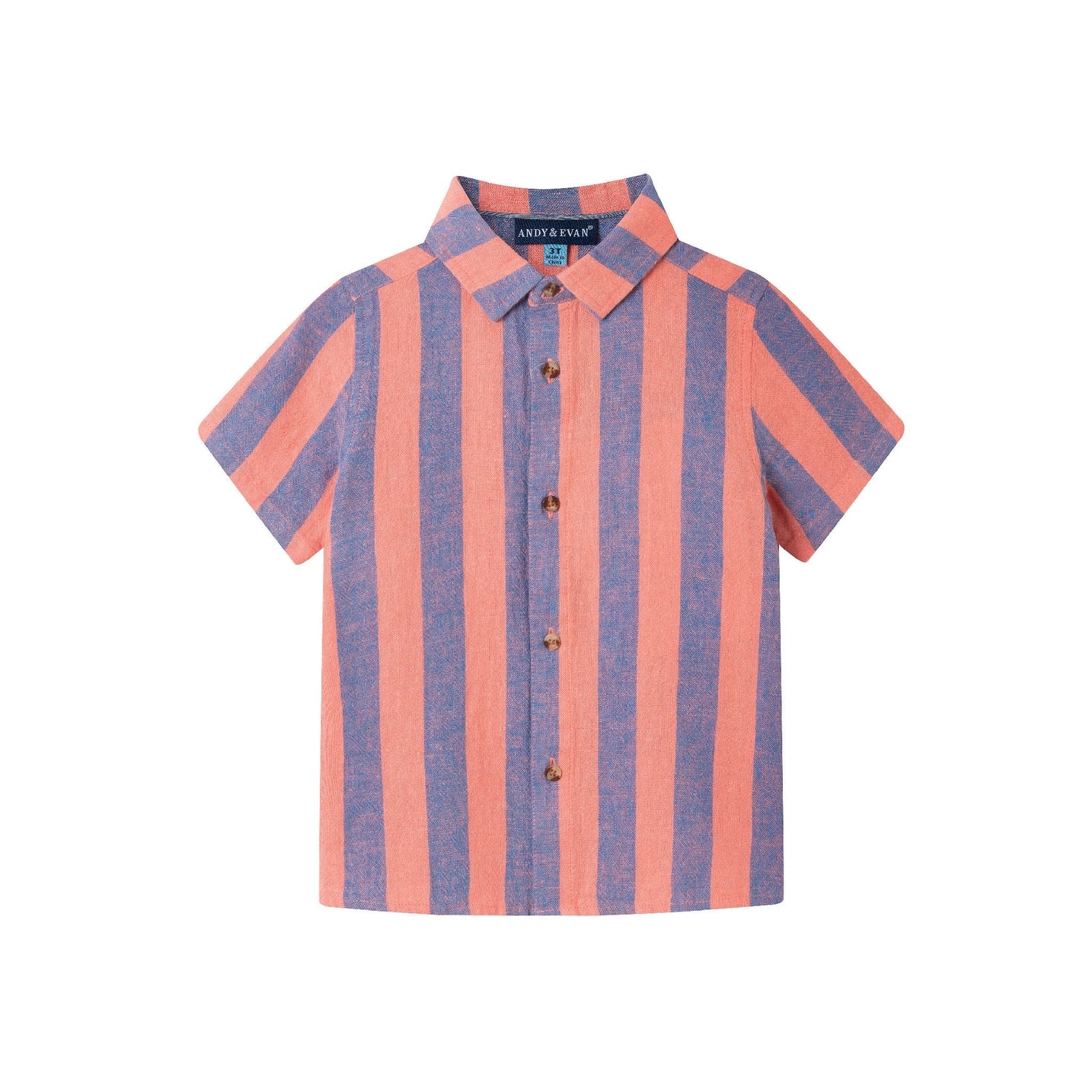 Kids 2-Piece Striped Button down Set | Coral