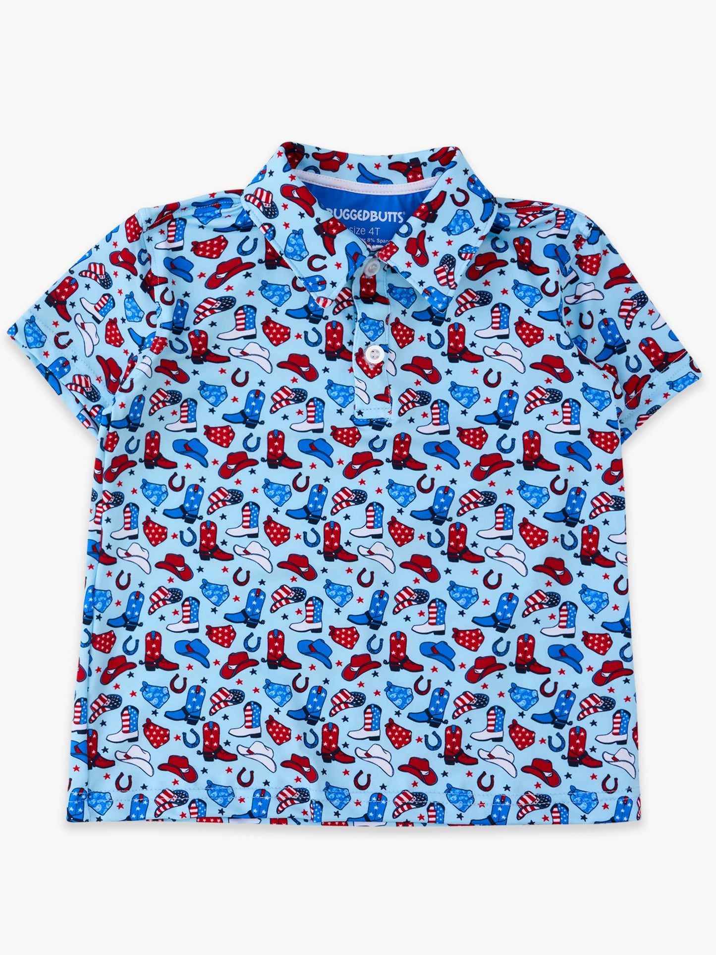 Boys Blue Stars & Spurs Knit Short Sleeve Performance Polo
