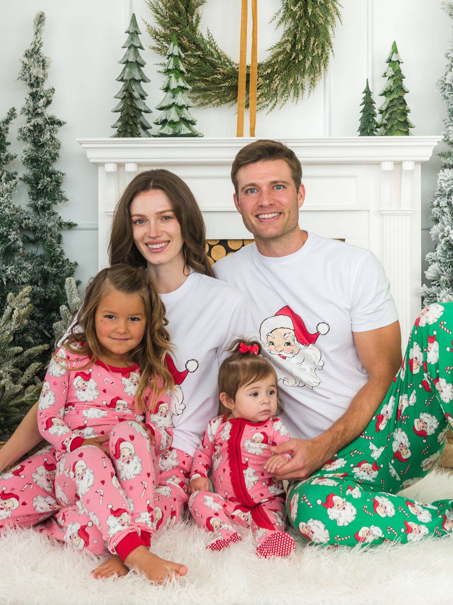 SoftSnooze™ Toddler Girls Modal Blend Pink Santa Joy Ruffle Long Sleeve Pajama Set with Signature Rear Ruffles