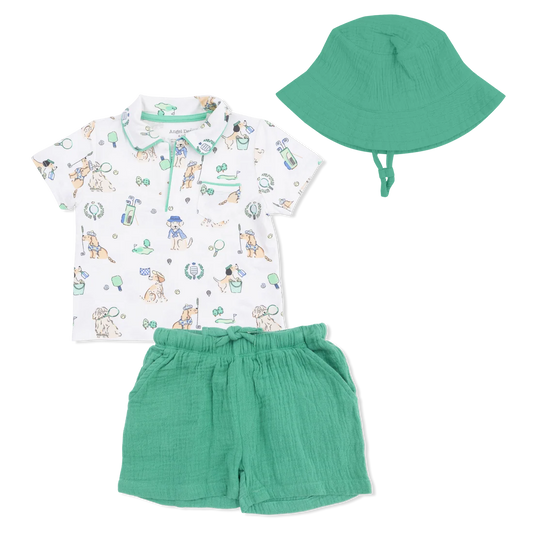Country Club Dogs Neutral Polo with Casual Short & Bucket Hat