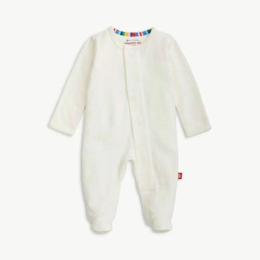 Cream Organic Cotton Magnetic Footie