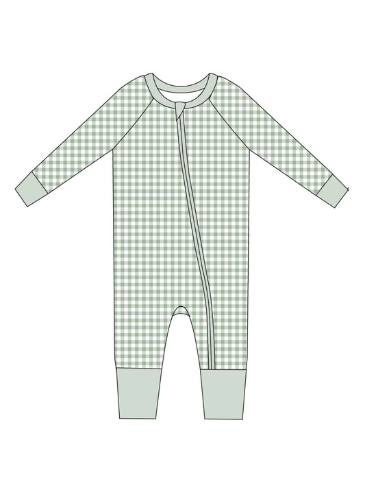 Sage Gingham Zip Jam