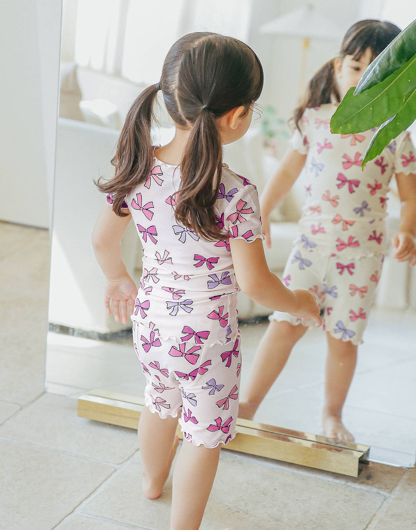 Shirring-Ribbon Viscose Short Sleeve PJs