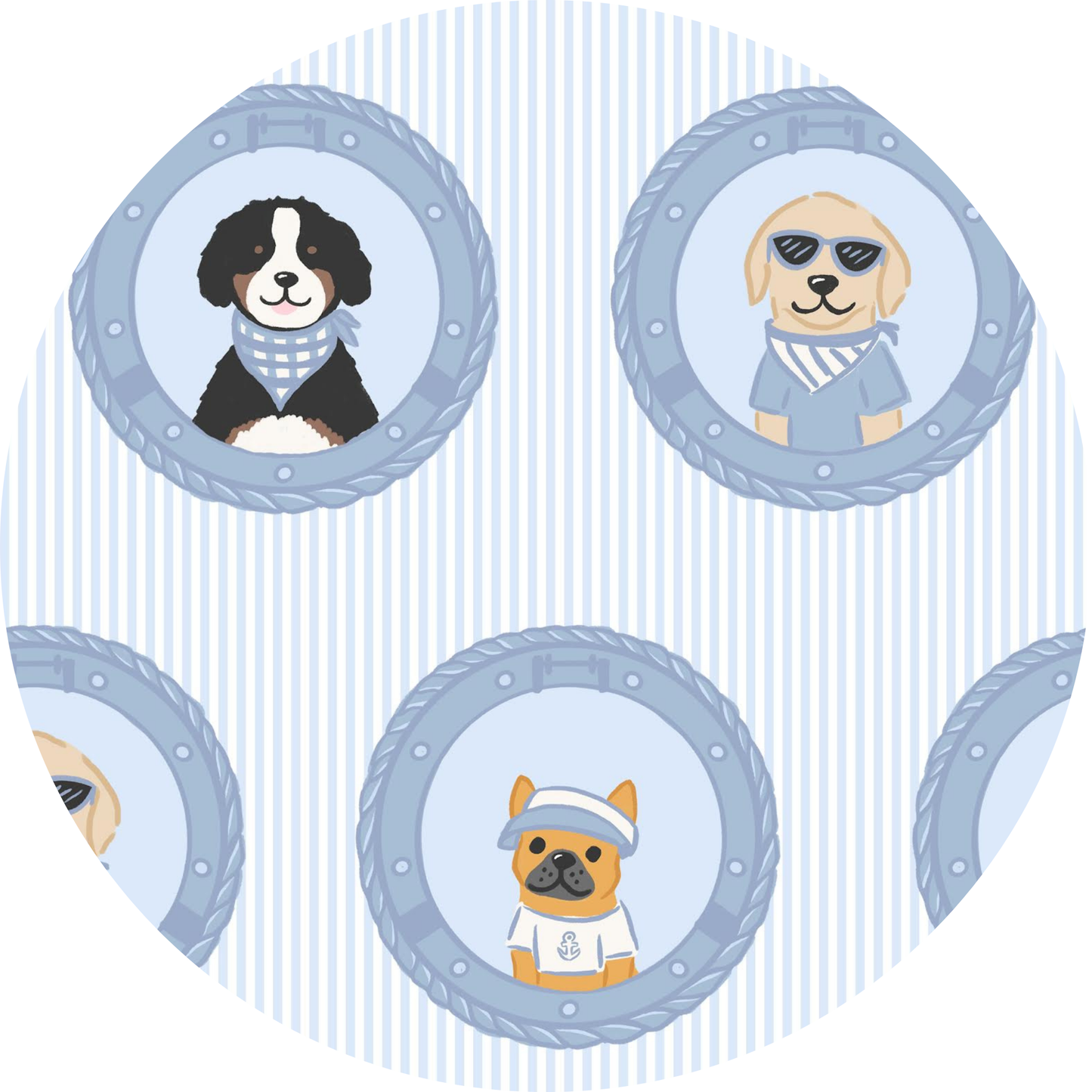 Porthole Pups Kids Pajamas - Blue