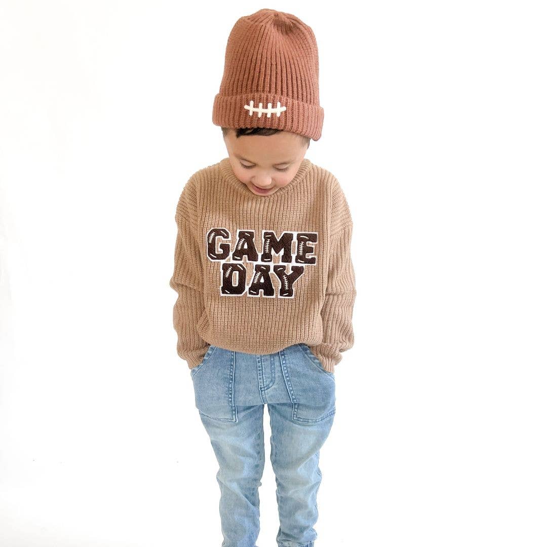 Football Lace Patch Beanie - Game Day - Hat - Boys