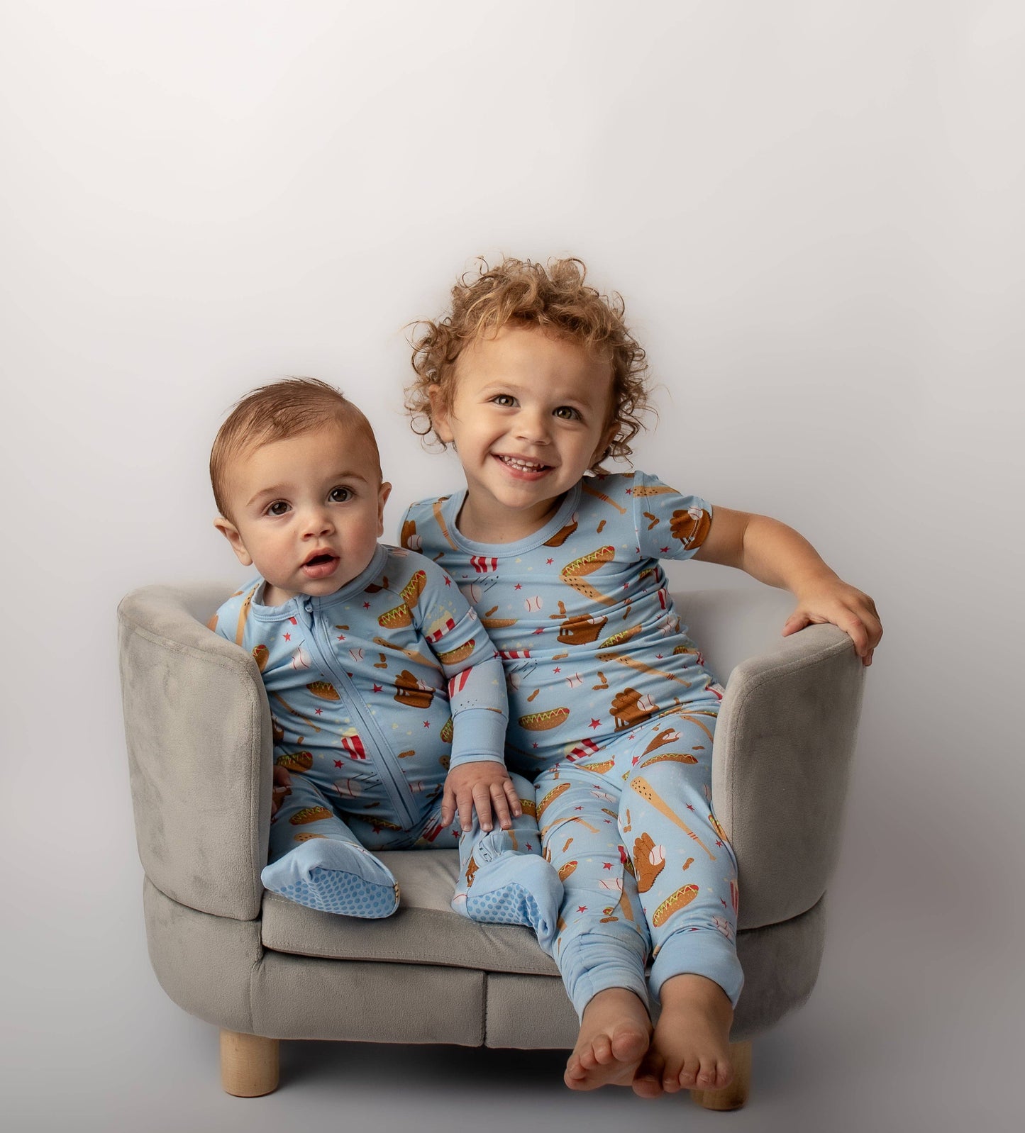 Blue Ballpark Short Sleeve Pajama Set