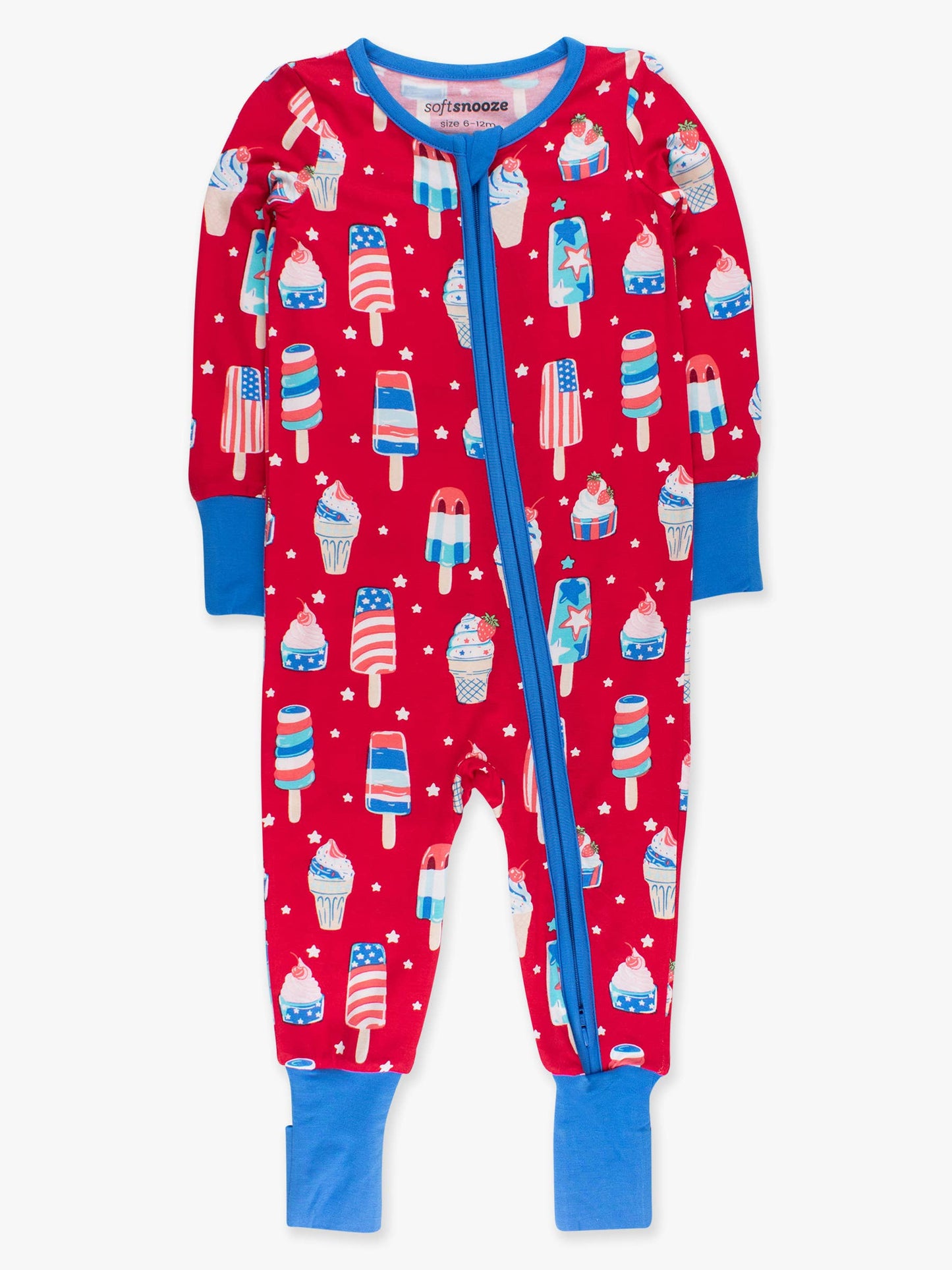 SoftSnooze™ Baby Bamboo Viscose Stars & Scoops Ice Cream Convertible One Piece Footie Pajama