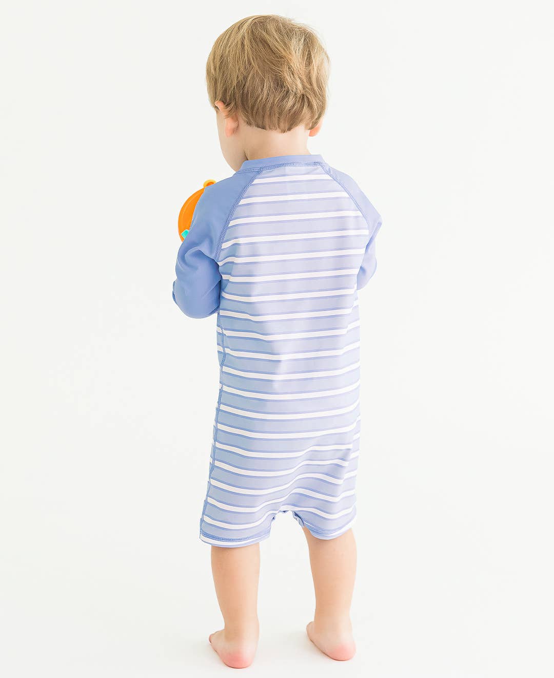 Baby Boys Periwinkle Blue & Windsurfer Stripe Long Sleeve One Piece Rash Guard Swimsuit
