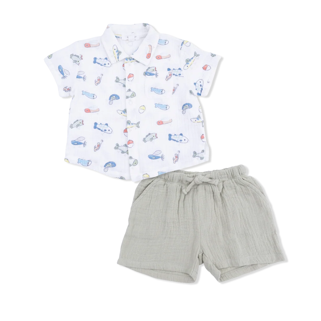 Fishing Lures - Polo Button Up with Casual Short