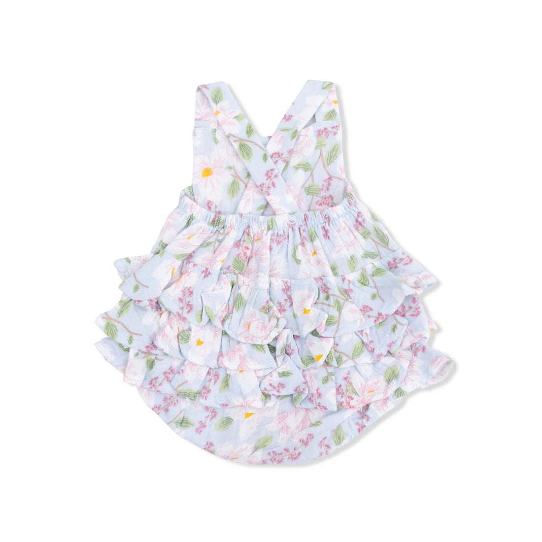 Angel Dear Magnolias Organic Muslin Ruffle Sunsuit