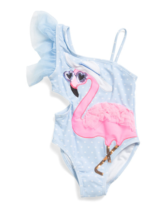 Flamingo One Piece Sequin Swimsuit