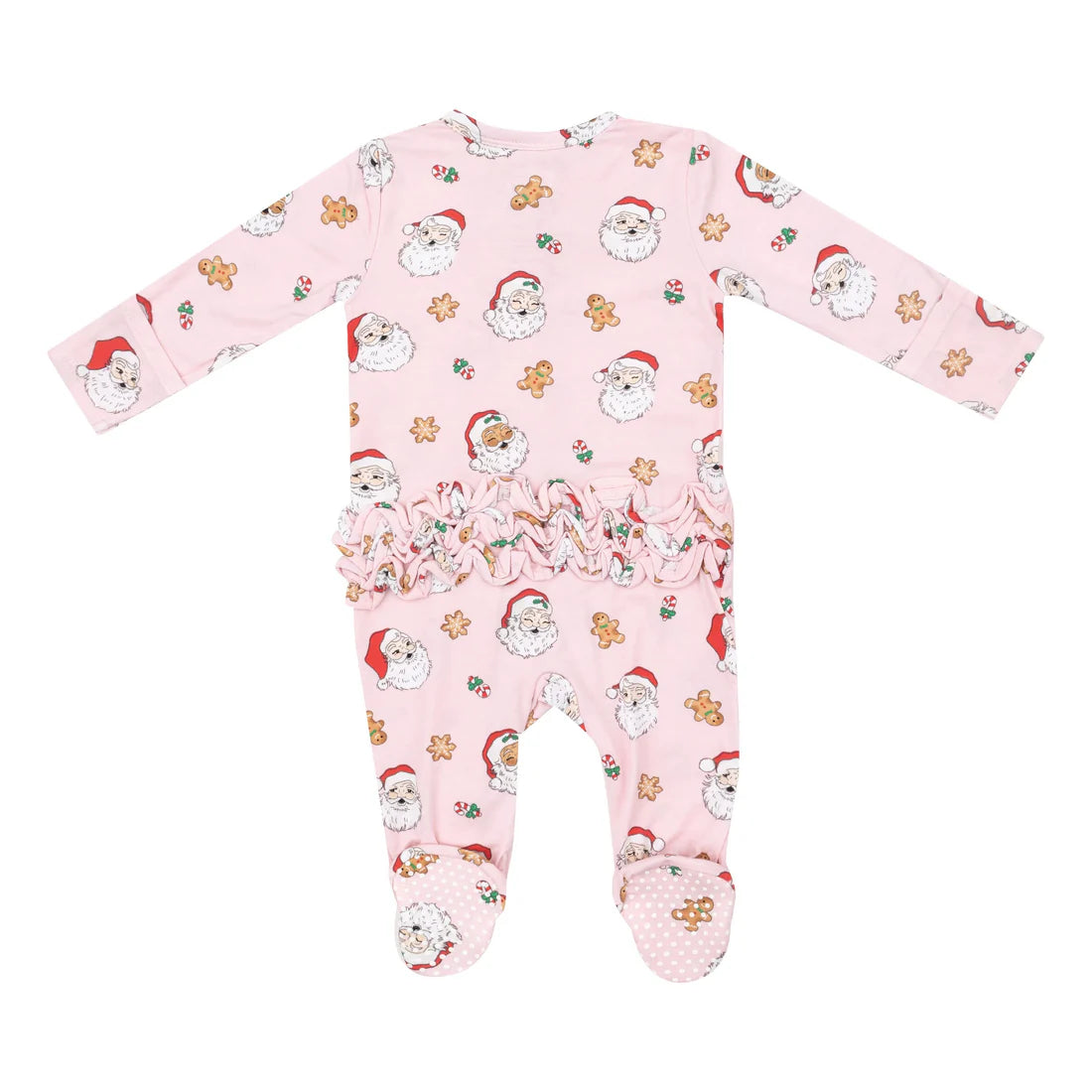 2 Way Zipper Footie - Vintage Santas Pink