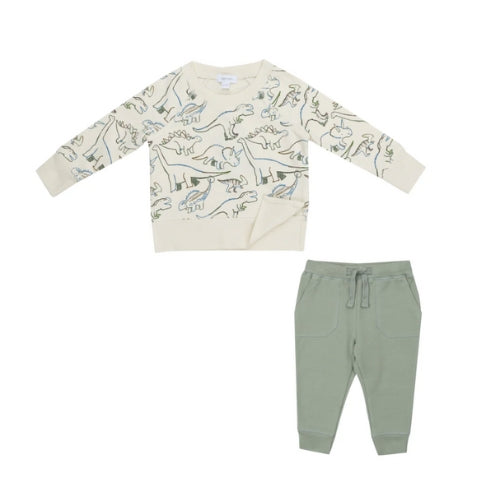 Raglan Sweatshirt And Jogger Set - Artsy Dinos