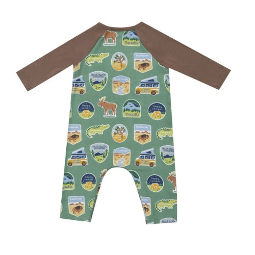L/S Raglan Romper - National Park Stickers