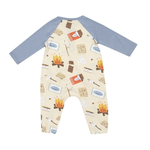L/S Raglan Henley Romper - Smores