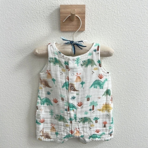 Dino Print Organic Cotton Shortie Romper