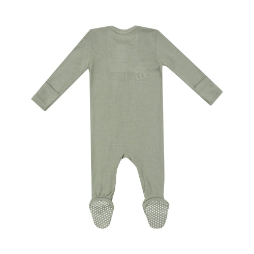 2 Way Zipper Footie Solid Ribbed Desert Sage