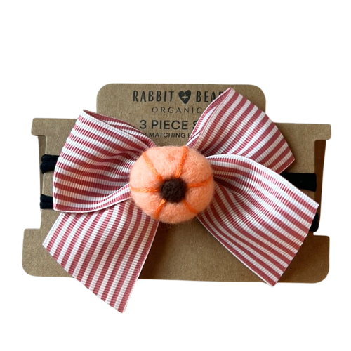 Pink Pumpkins Bubble Romper, Knee High Socks, Headband Set