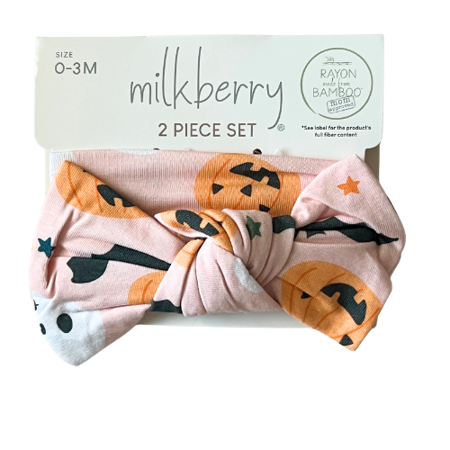 Spooky Halloween Vibes Bamboo Footie with Headband