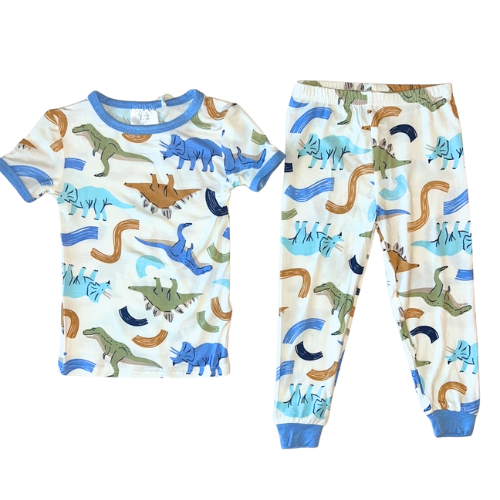 Dino Rainbows Bamboo Short Sleeve Pajama Set