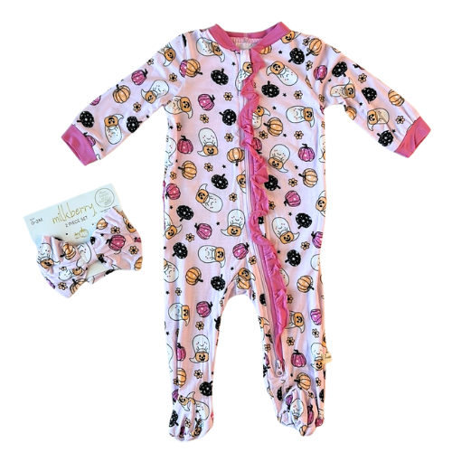 Trick or Treat Ghost Bamboo Footie with Headband