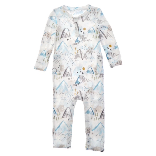L/S Raglan Henley Thermal Romper - Mountains