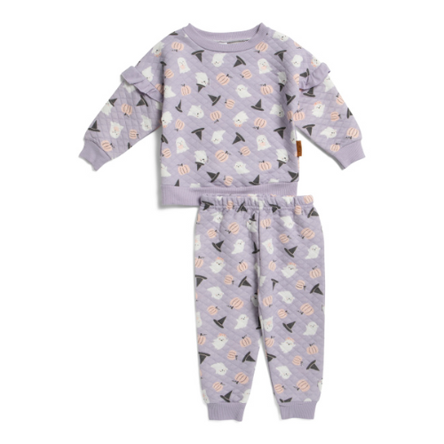 Quilted Halloween Ghost Pumpkin Sweatshirt and Joggers Set