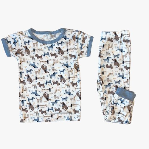 Doggie Dogs Navy Short Sleeve Pajama Set