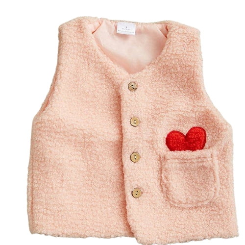 Pink Heart Sherpa Vest