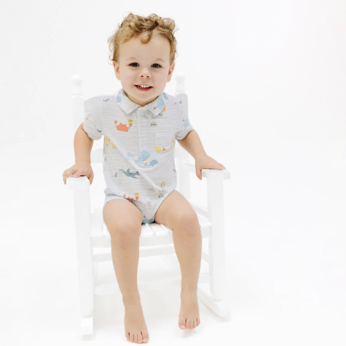 Polo Shortie Romper - Sea Stripes