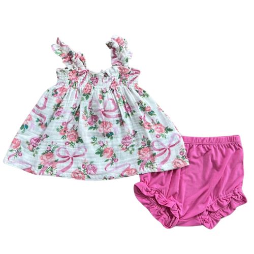 Coquette Bows Ruffly Strap Top and Bloomer Set