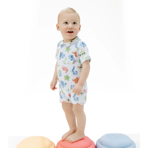 Polo Shortie Romper - Cute Ocean Creatures