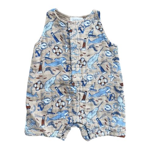 Nautical Notebook Organic Cotton Shortie Romper